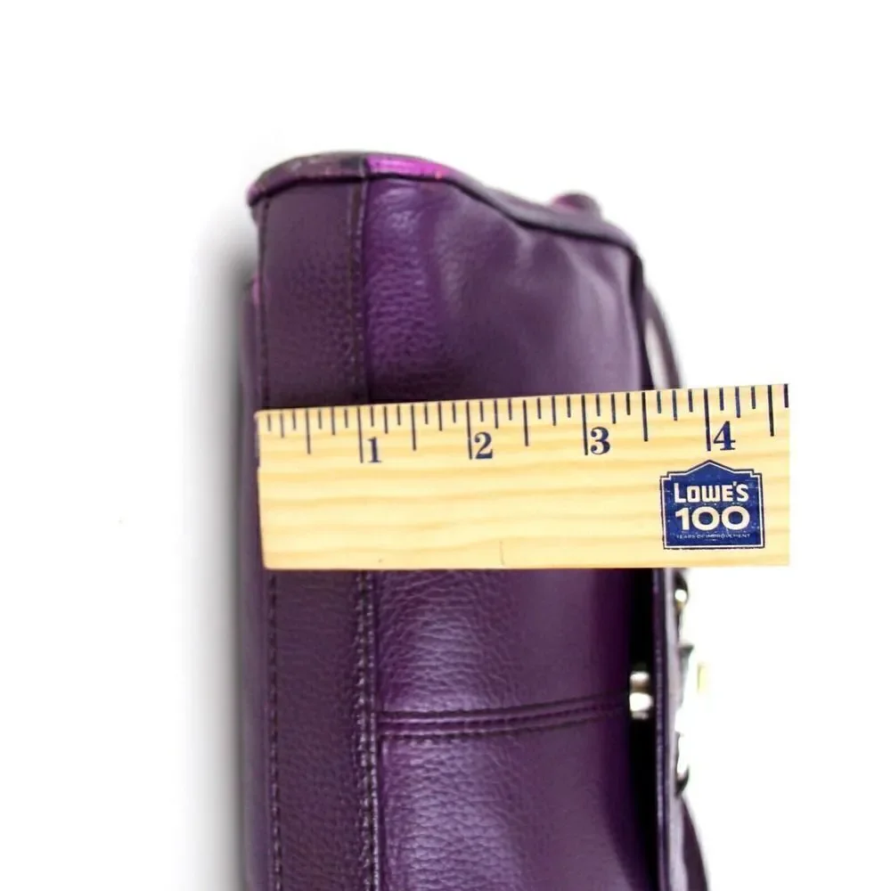 Tignanello PURPLE GENUINE LEATHER FLAP CROSSBODY ORGANIZER SHOULDER BAG HANDBAG
